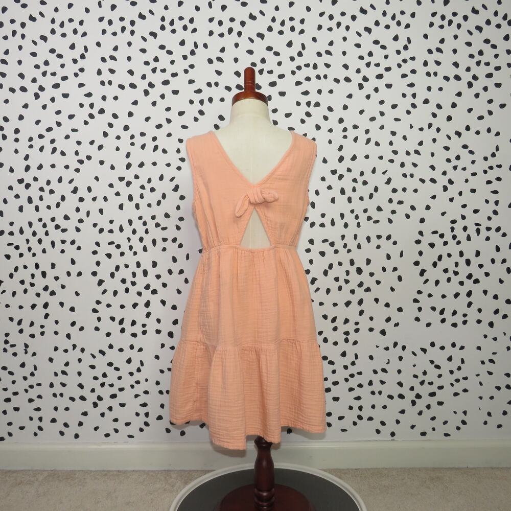 Cat & Jack Orange Sleeveless Tiered Cotton Gauze Girls Dress - Picture 3 of 6